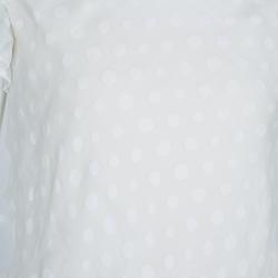 Pre Owned Dior Off White Polka Dot Print Ruffle Detail Top and Dress Set 10 Yrs