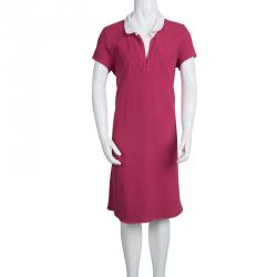 Pre Owned فستان ديور تريكو وردي ياقة بولو مغايرة 10 سنوات