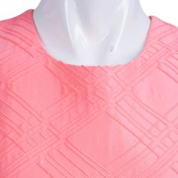 Pre Owned Dior Neon Pink Textured Flared Bottom Short Sleeve Dress 12 Yrs