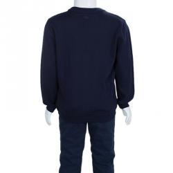 Pre Owned كارديغان دولتشي آند غابانا أزرق كحلي نمط معين بأكمام طويلة وأزرار أمامية 6 سنوات