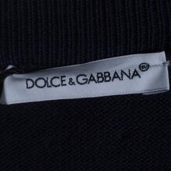 Pre Owned كارديغان دولتشي آند غابانا أزرق كحلي نمط معين بأكمام طويلة وأزرار أمامية 6 سنوات