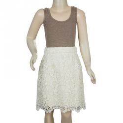 Pre Owned تنورة دولتشي أند غابانا دانتيل كريمي موردة 7/8 سنوات