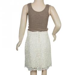 Pre Owned تنورة دولتشي أند غابانا دانتيل كريمي موردة 7/8 سنوات