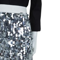 Pre Owned Dolce and Gabbana Silver Sequin Embellished Skirt 9/10 Yrs