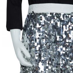 Pre Owned Dolce and Gabbana Silver Sequin Embellished Skirt 9/10 Yrs