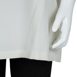 Pre Owned Dolce and Gabbana Cream Lace Detail Short Sleeve Silk Blouse 11/12 Yrs