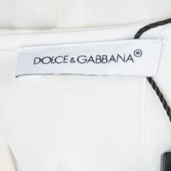 Pre Owned Dolce and Gabbana Cream Lace Detail Short Sleeve Silk Blouse 11/12 Yrs