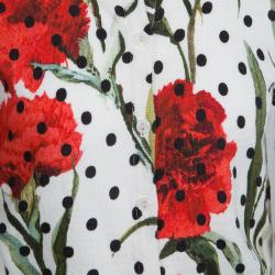 Pre Owned Dolce and Gabbana Floral and Polka Dot Print Buttondown Cotton Cardigan 8Yrs