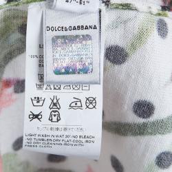 Pre Owned Dolce and Gabbana Floral and Polka Dot Print Buttondown Cotton Cardigan 8Yrs
