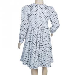 مملوكة مسبقًا Dolce and Gabbana White Printed Peter-Pan Collar Flared Dress 12 Yrs