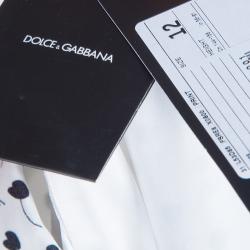 مملوكة مسبقًا Dolce and Gabbana White Printed Peter-Pan Collar Flared Dress 12 Yrs