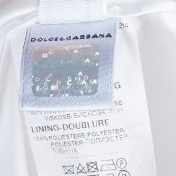 مملوكة مسبقًا Dolce and Gabbana White Printed Peter-Pan Collar Flared Dress 12 Yrs