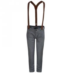 Pre Owned Dolce and Gabbana Grey Herringbone Suspender Trousers 7/8 Yrs