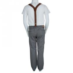 Pre Owned Dolce and Gabbana Grey Herringbone Suspender Trousers 7/8 Yrs