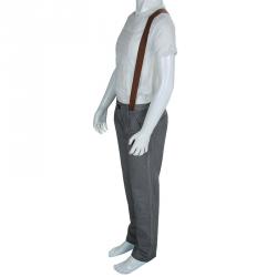 Pre Owned Dolce and Gabbana Grey Herringbone Suspender Trousers 7/8 Yrs