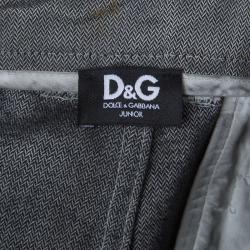 Pre Owned Dolce and Gabbana Grey Herringbone Suspender Trousers 7/8 Yrs