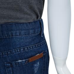 Pre Owned شورت جينز برمودا دولتشي أند غابانا أزرق نيلي ممزق مقاس 6 سنوات