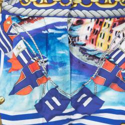 Pre Owned D&G Portofino Printed Cotton Top and Shorts Set 4 Yrs