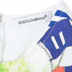 Pre Owned D&G Portofino Printed Cotton Top and Shorts Set 4 Yrs