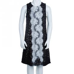 Pre Owned Dolce and Gabbana Black Sequin Embellished Lace Detail Sleeveless Dress 9/10 Yrs