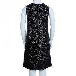 Pre Owned Dolce and Gabbana Black Sequin Embellished Lace Detail Sleeveless Dress 9/10 Yrs