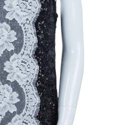 Pre Owned Dolce and Gabbana Black Sequin Embellished Lace Detail Sleeveless Dress 9/10 Yrs