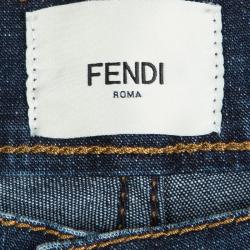 Fendi Indigo Washed Denim Patchwork Detail Bermuda Shorts 12 Yrs