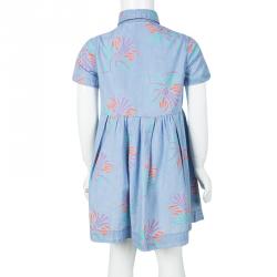 Fendi Indigo Chambray Printed Short Sleeve Gathered Dress 5Yrs