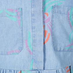 Fendi Indigo Chambray Printed Short Sleeve Gathered Dress 5Yrs