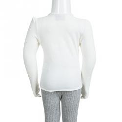 Pre Owned Fendi Kids Off White Logo Detail Embellished Long Sleeve Top 4 YRS