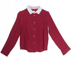 Pre Owned Fendi Dark Pink Contrast Collar Button-Down Shirt 8 Yrs