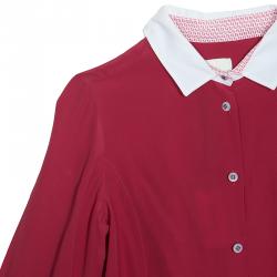 Pre Owned Fendi Dark Pink Contrast Collar Button-Down Shirt 8 Yrs
