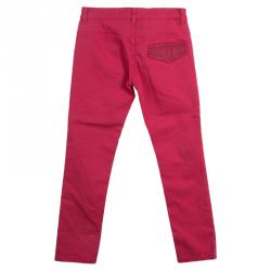 Pre Owned Fendi Red Monogrammed Pocket Flap Detail Pants 10 Yrs