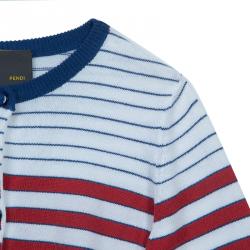 Pre Owned Fendi Multicolor Elbow Patch Detail Striped Cardigan 4 Yrs