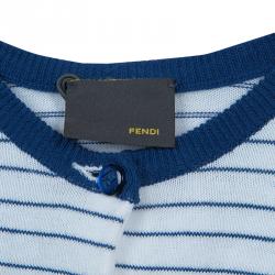 Pre Owned Fendi Multicolor Elbow Patch Detail Striped Cardigan 4 Yrs