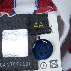 Pre Owned Fendi Multicolor Elbow Patch Detail Striped Cardigan 4 Yrs