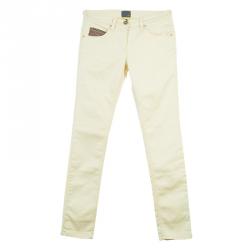 Pre Owned Fendi Yellow Monogram Pocket Detail Denim Skinny Jeans 10 Yrs