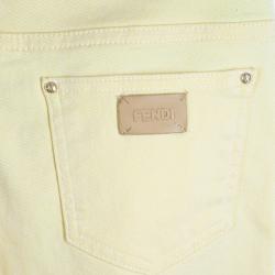 Pre Owned Fendi Yellow Monogram Pocket Detail Denim Skinny Jeans 10 Yrs