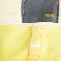 Pre Owned Fendi Yellow Monogram Pocket Detail Denim Skinny Jeans 10 Yrs