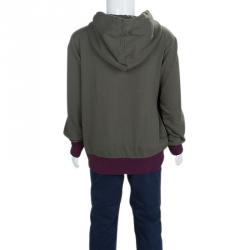 Pre Owned Fendi Olive Green Cotton Zip Detail Printed Hoodie 6 Yrs