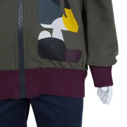 Pre Owned Fendi Olive Green Cotton Zip Detail Printed Hoodie 6 Yrs