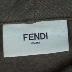 Pre Owned Fendi Olive Green Cotton Zip Detail Printed Hoodie 6 Yrs