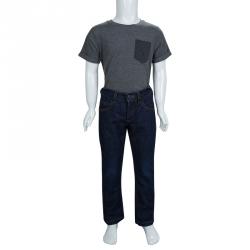 Pre Owned Fendi Indigo Dark Wash Denim Logo Pocket Detail Jeans 7 Yrs