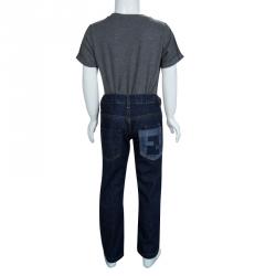 Pre Owned Fendi Indigo Dark Wash Denim Logo Pocket Detail Jeans 7 Yrs