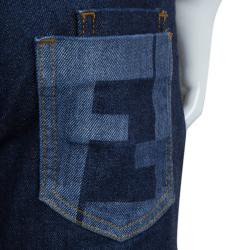 Pre Owned Fendi Indigo Dark Wash Denim Logo Pocket Detail Jeans 7 Yrs