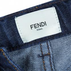 Pre Owned Fendi Indigo Dark Wash Denim Logo Pocket Detail Jeans 7 Yrs