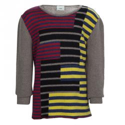 Pre Owned Fendi Multicolor Striped Logo Detail Sweater 6 Yrs