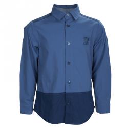 Pre Owned Fendi Blue Colorblock Long Sleeve Buttondown Cotton Shirt 4 Yrs