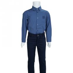 Pre Owned Fendi Blue Colorblock Long Sleeve Buttondown Cotton Shirt 4 Yrs