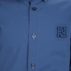 Pre Owned Fendi Blue Colorblock Long Sleeve Buttondown Cotton Shirt 4 Yrs